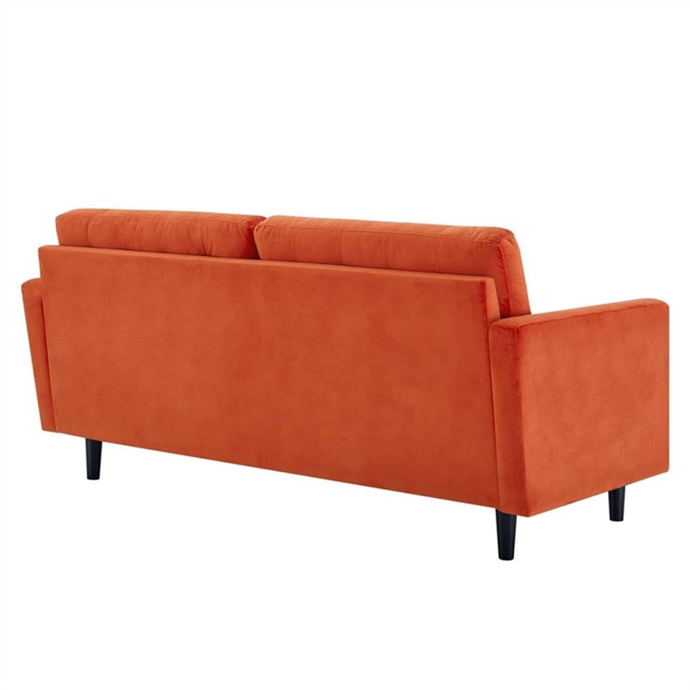 Orange Velvet Tufted Sofa with Black Wood Legs Q62201