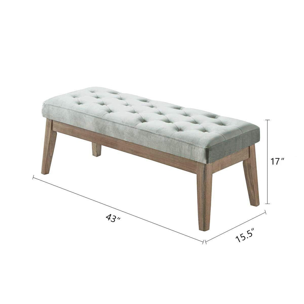 Velvet Upholstered Tufted Entryway Bench with Solid Wood Leg C9102