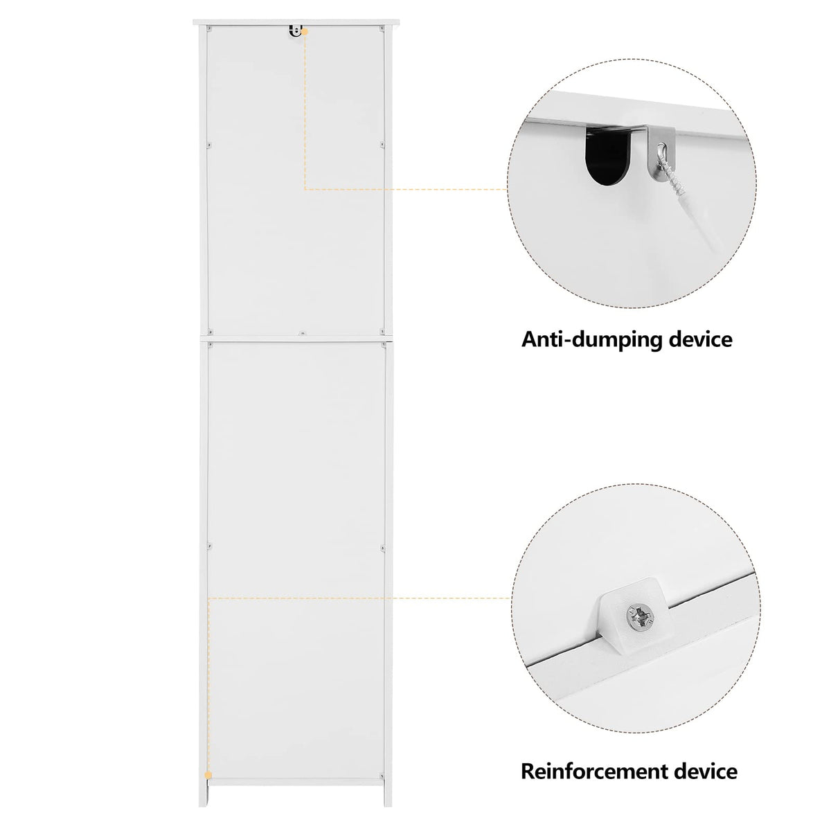 67'' Tall White Storage Cabinet with 4 Shelves & 2 Doors R4208