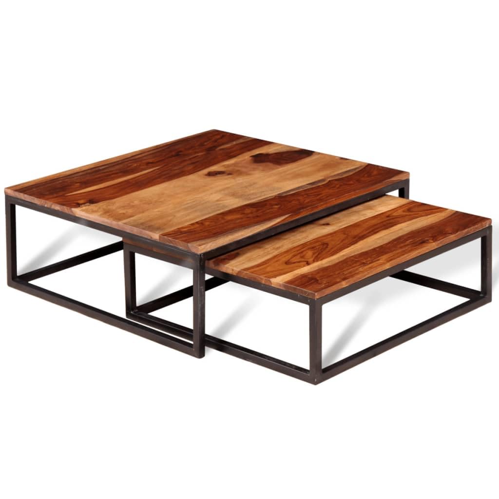 Solid Sheesham Wood Nesting Coffee Table Set G4058