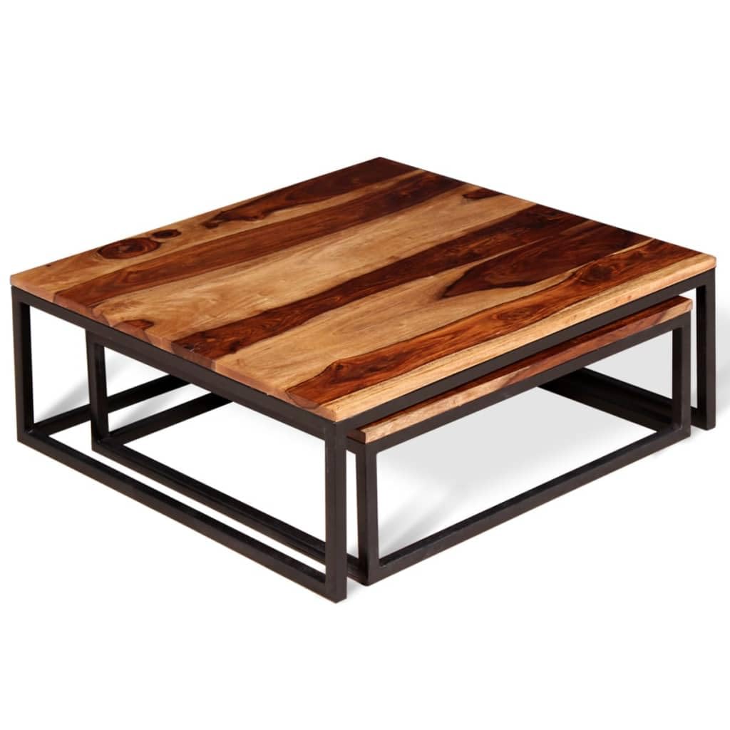 Solid Sheesham Wood Nesting Coffee Table Set G4058
