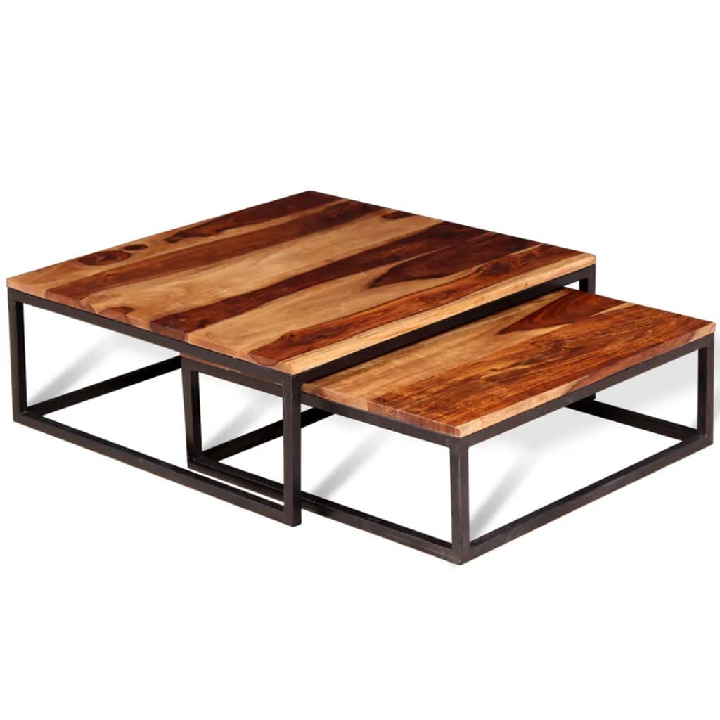 Solid Sheesham Wood Nesting Coffee Table Set G4058