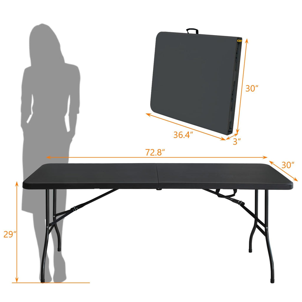 6 FT Black Folding Table with Carry Handle J25144
