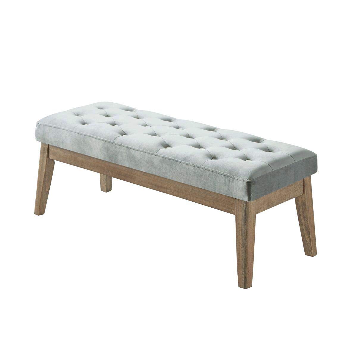 Velvet Upholstered Tufted Entryway Bench with Solid Wood Leg C9102