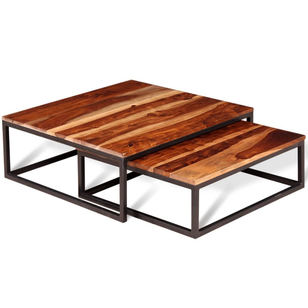 Solid Sheesham Wood Nesting Coffee Table Set G4058