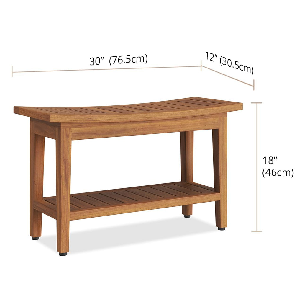 30" Teak Shower Bench with Shelf L29027