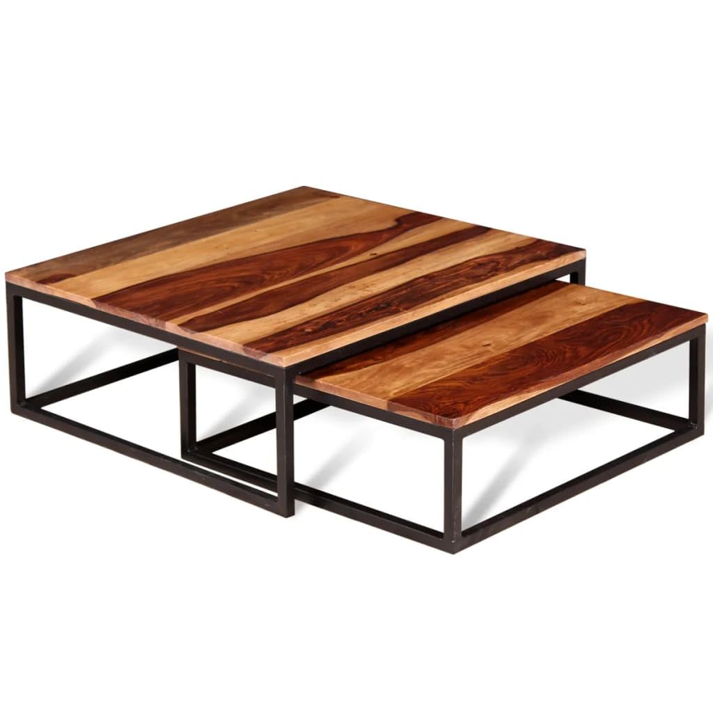 Solid Sheesham Wood Nesting Coffee Table Set G4058