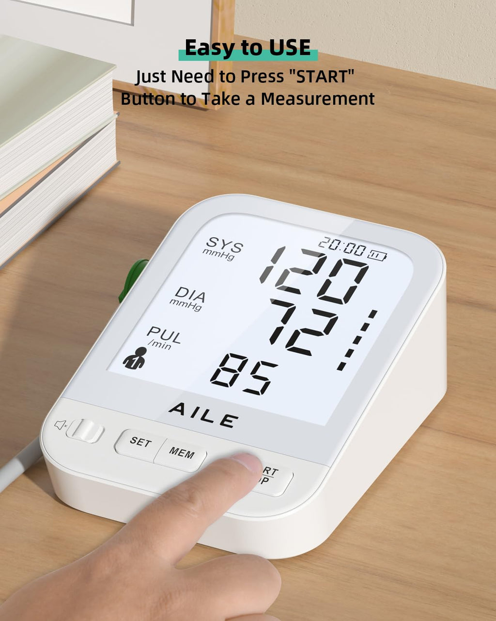 FDA Cleared Blood Pressure Monitor Large LCD Display Q6694