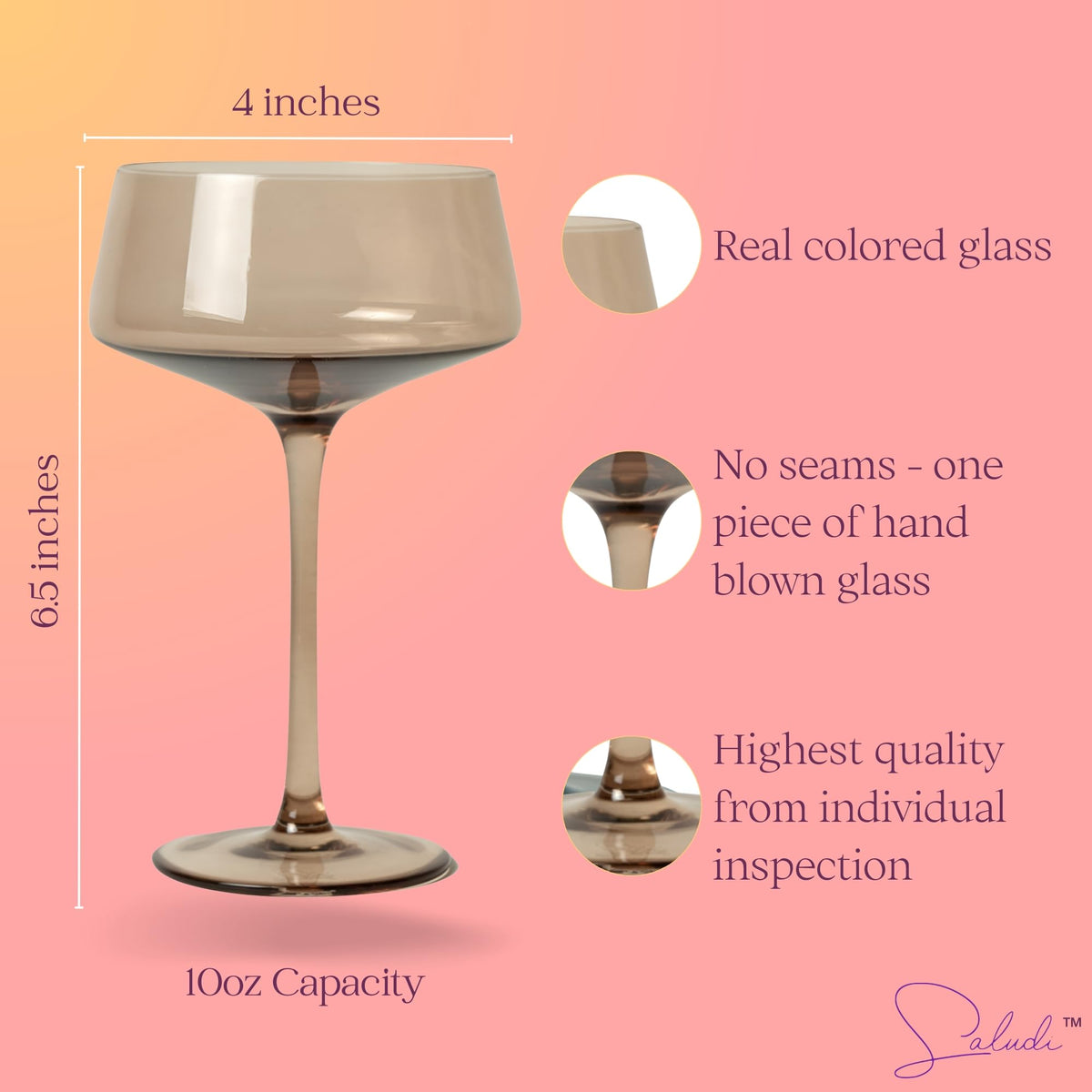 Colored Coupe Glasses Set of 6 Y833