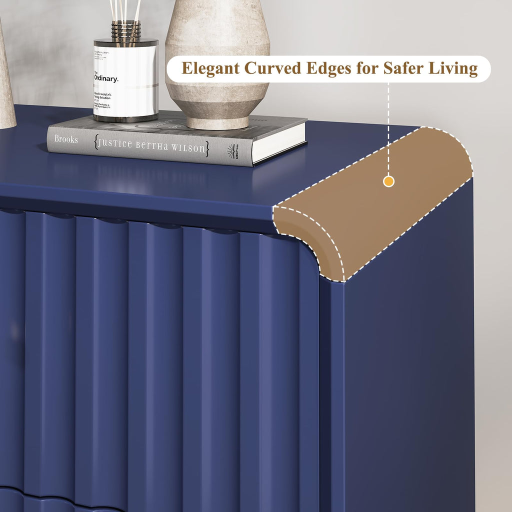Blue 2 Drawer Wood Nightstand Set of 2 A6711