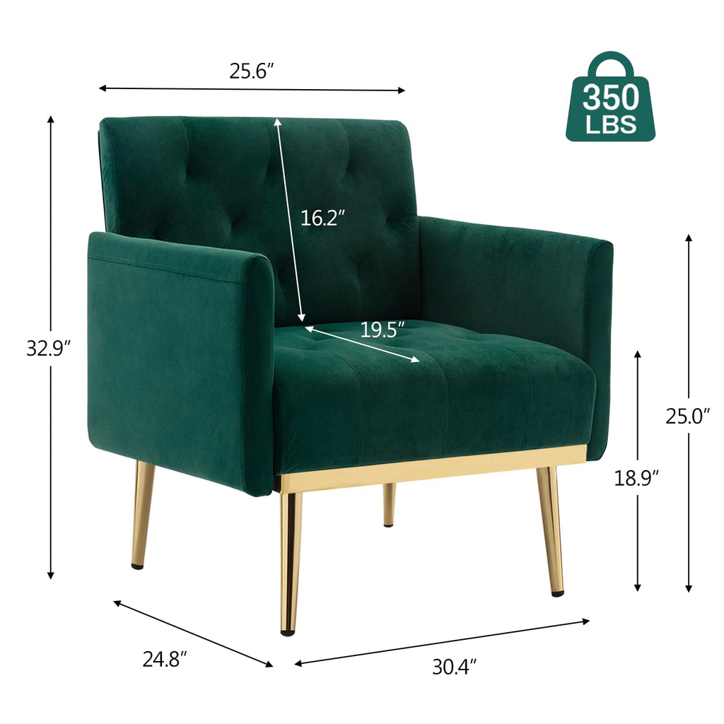 Green Velvet Button Tufted Armchair Set of 2 O78666