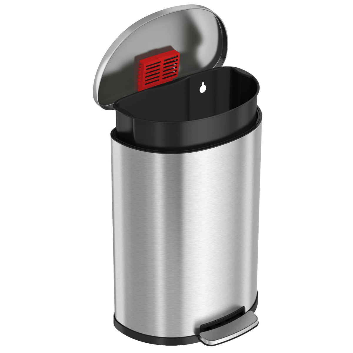 50L Stainless Steel Step Trash Can with Odor Filter and Removable Bucket X35917