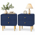 Blue 2 Drawer Wood Nightstand Set of 2 A6711