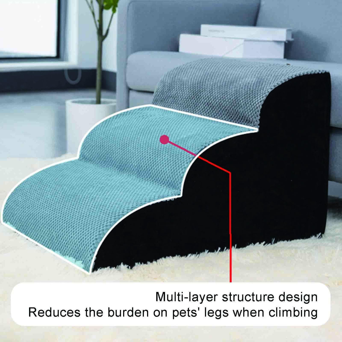 Non-Slip High Density Foam Pet Stairs A65483
