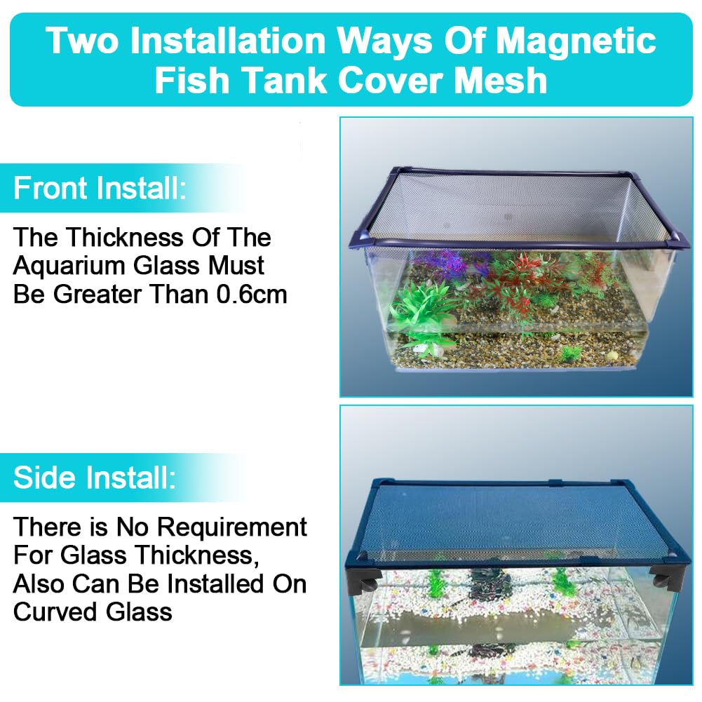 Magnetic Aquarium Cover Lid Anti-Jumping Net Adjustable Max 35''X19'' X119779