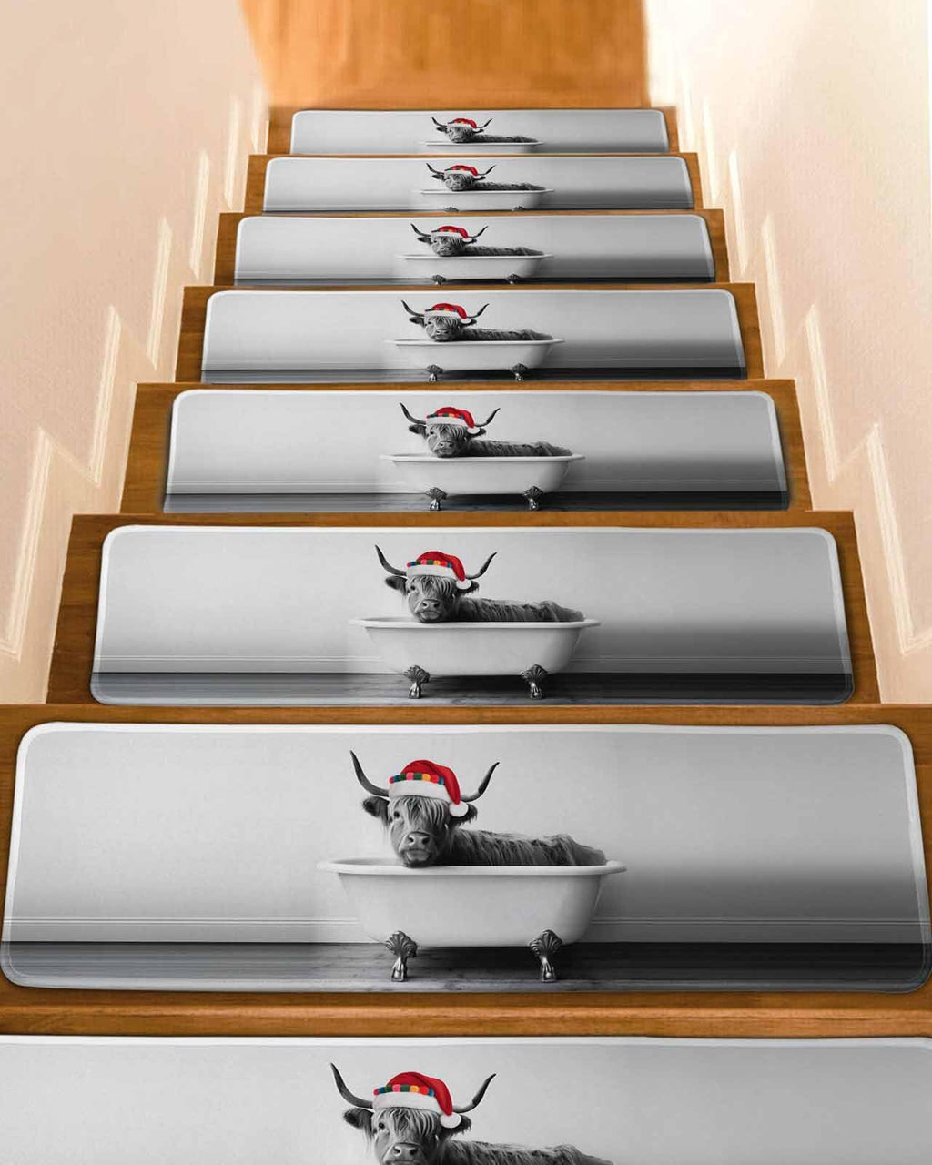 Grey Peel and Stick Stair Treads 8''x30'' 4PCS A16235