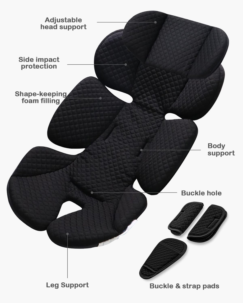 Infant Car Seat Insert with Adjustable Head Support, Black M8124