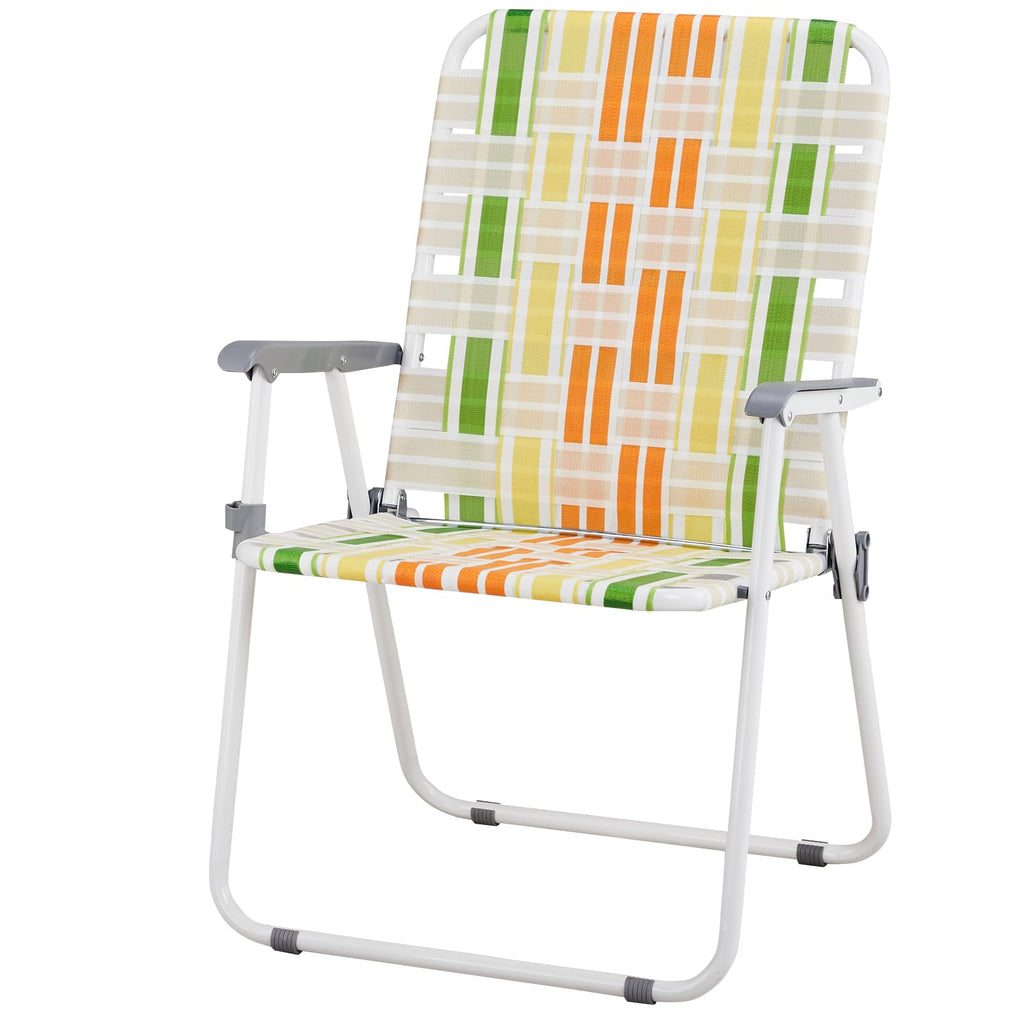 Yellow & Green Folding Lawn Chairs Set of 2 L198