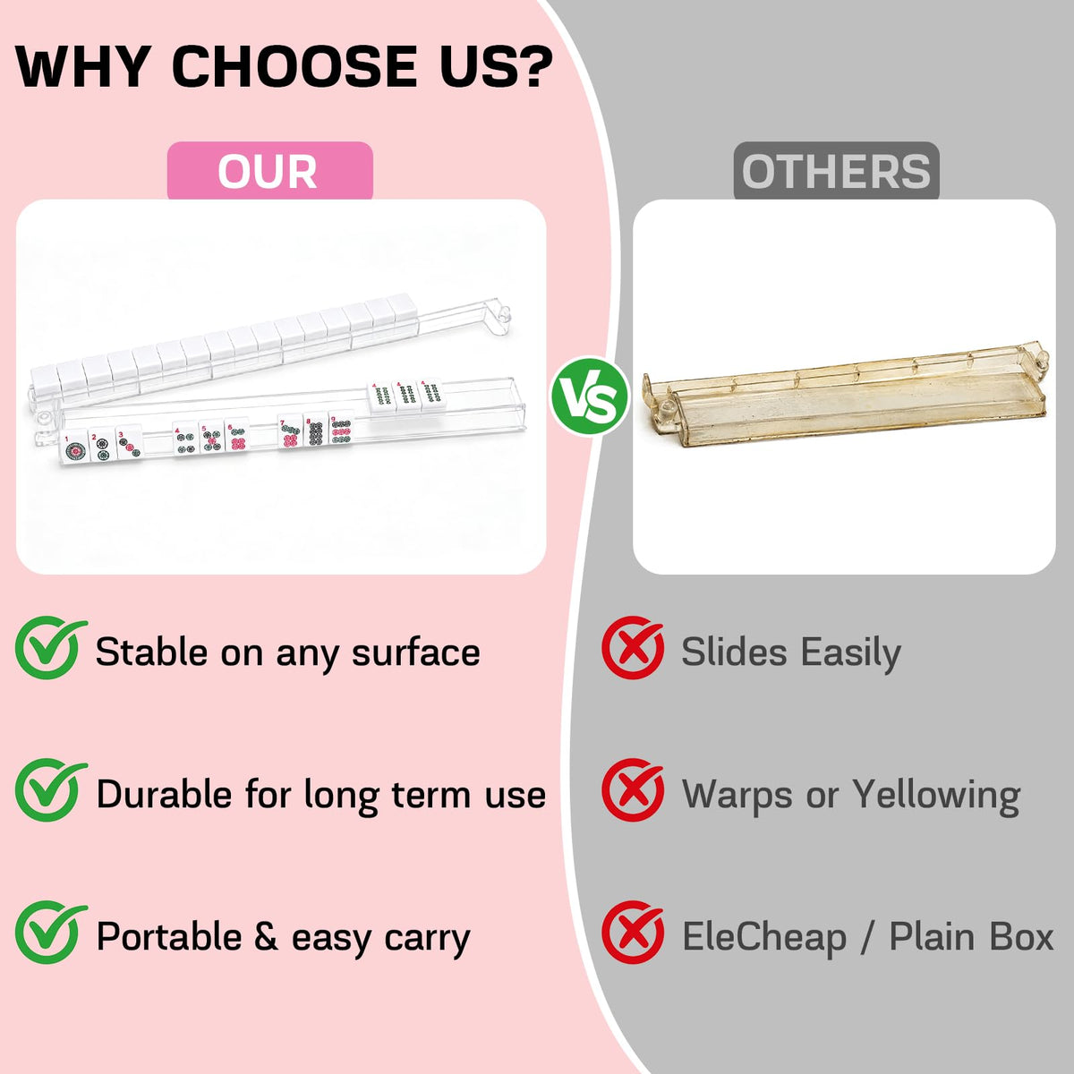 Clear Acrylic Mahjong Racks with Pushers Set of 4 W8485