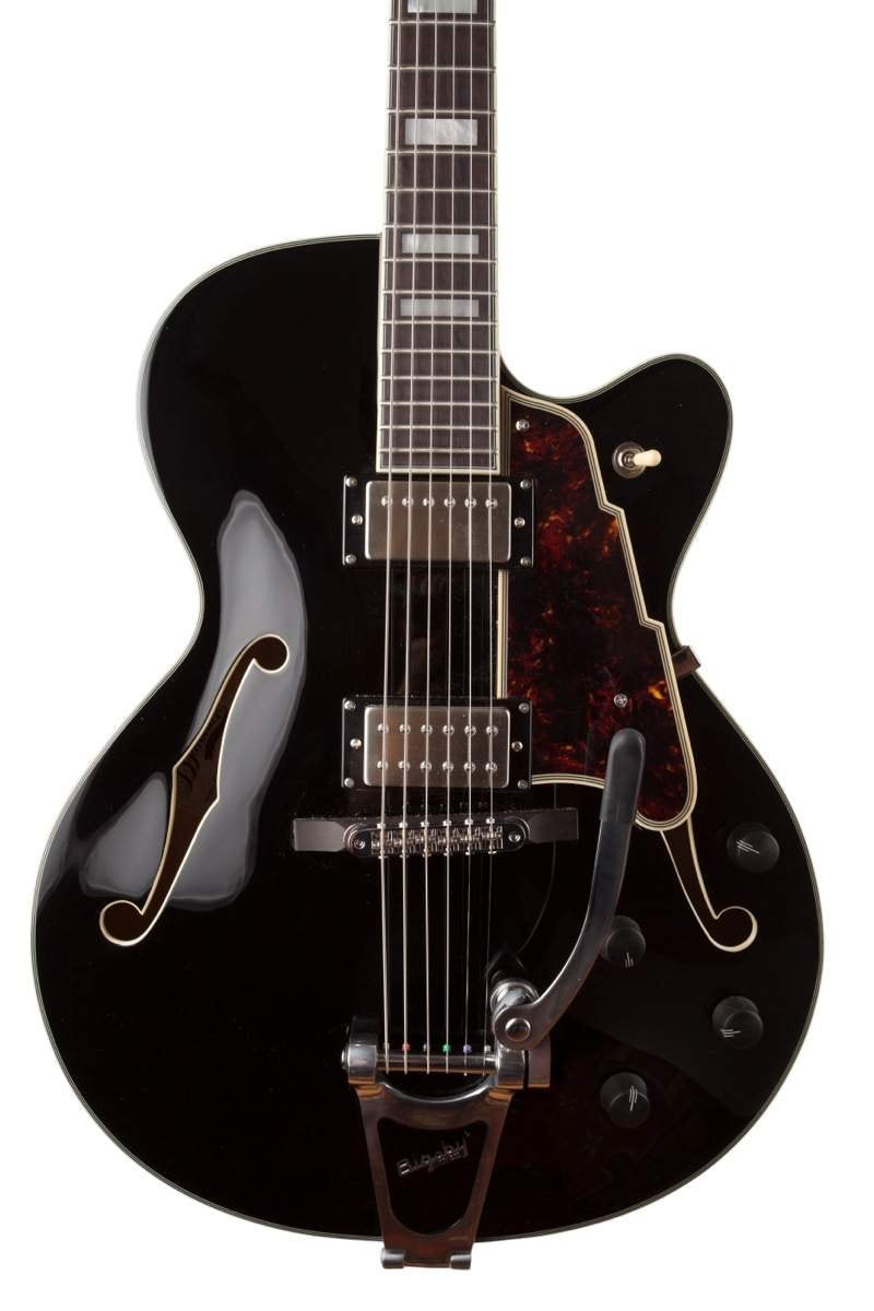Black Archtop Hollowbody Electric Guitar E24309
