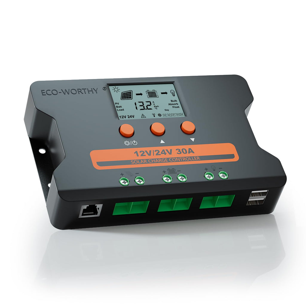 30A Solar Charge Controller Dual USB Port Auto 12V/24V PWM Y863