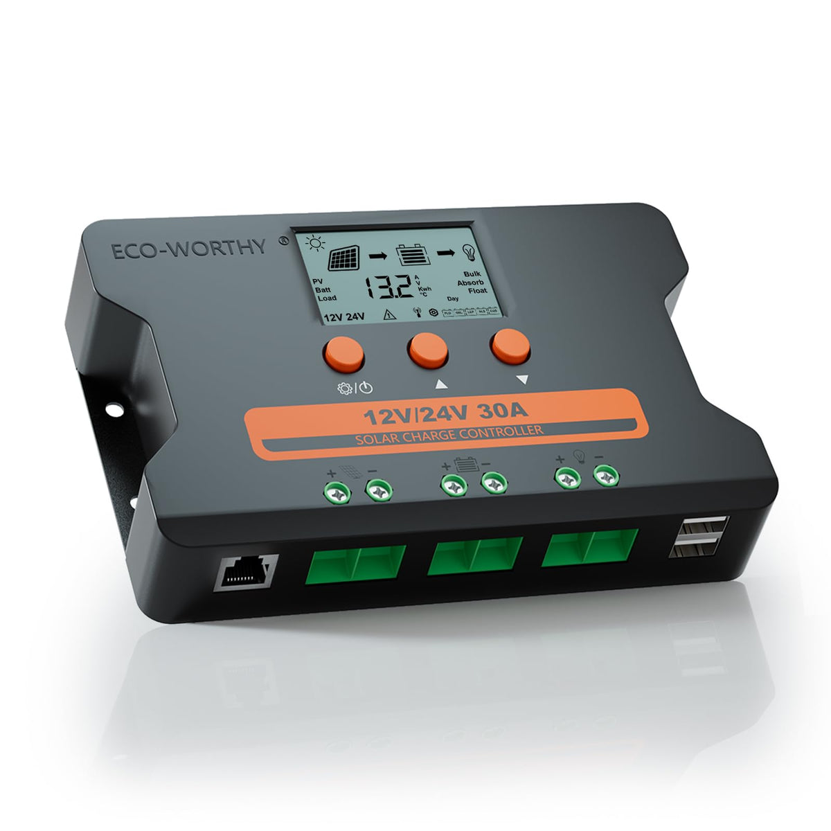 30A Solar Charge Controller Dual USB Port Auto 12V/24V PWM Y863