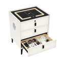 Beige 3 Drawer Smart Nightstand with Fingerprint Lock E31555