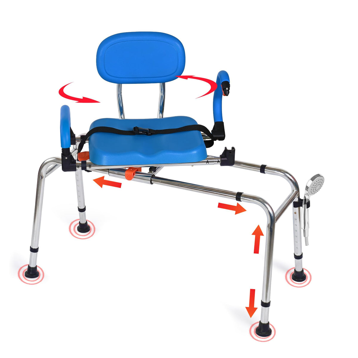 Sliding Shower Chair Tub Transfer Bench with 360° Swivel Seat Q424876