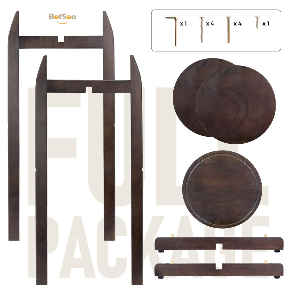 Solid Wood Water Dispenser Floor Stand with 3 Round Shelfs H2822