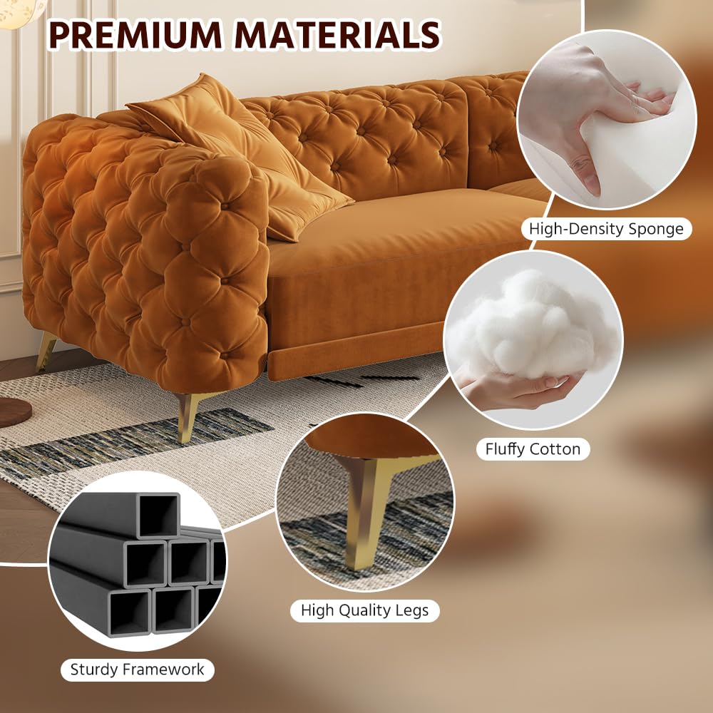 King Size Velvet L Shaped Sleeper Sofa with Ottoman A1155