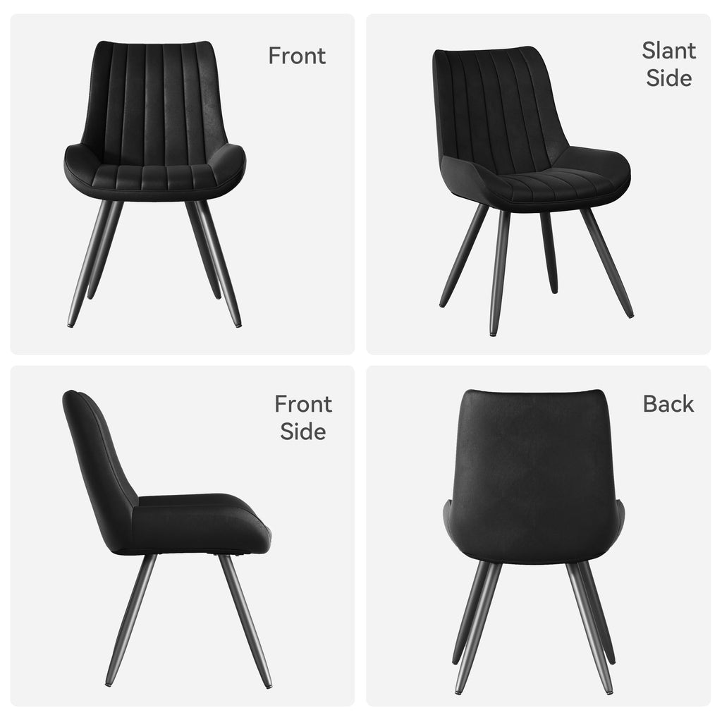 Black Faux Leather Upholstered Dining Chairs Set of 6 I85981