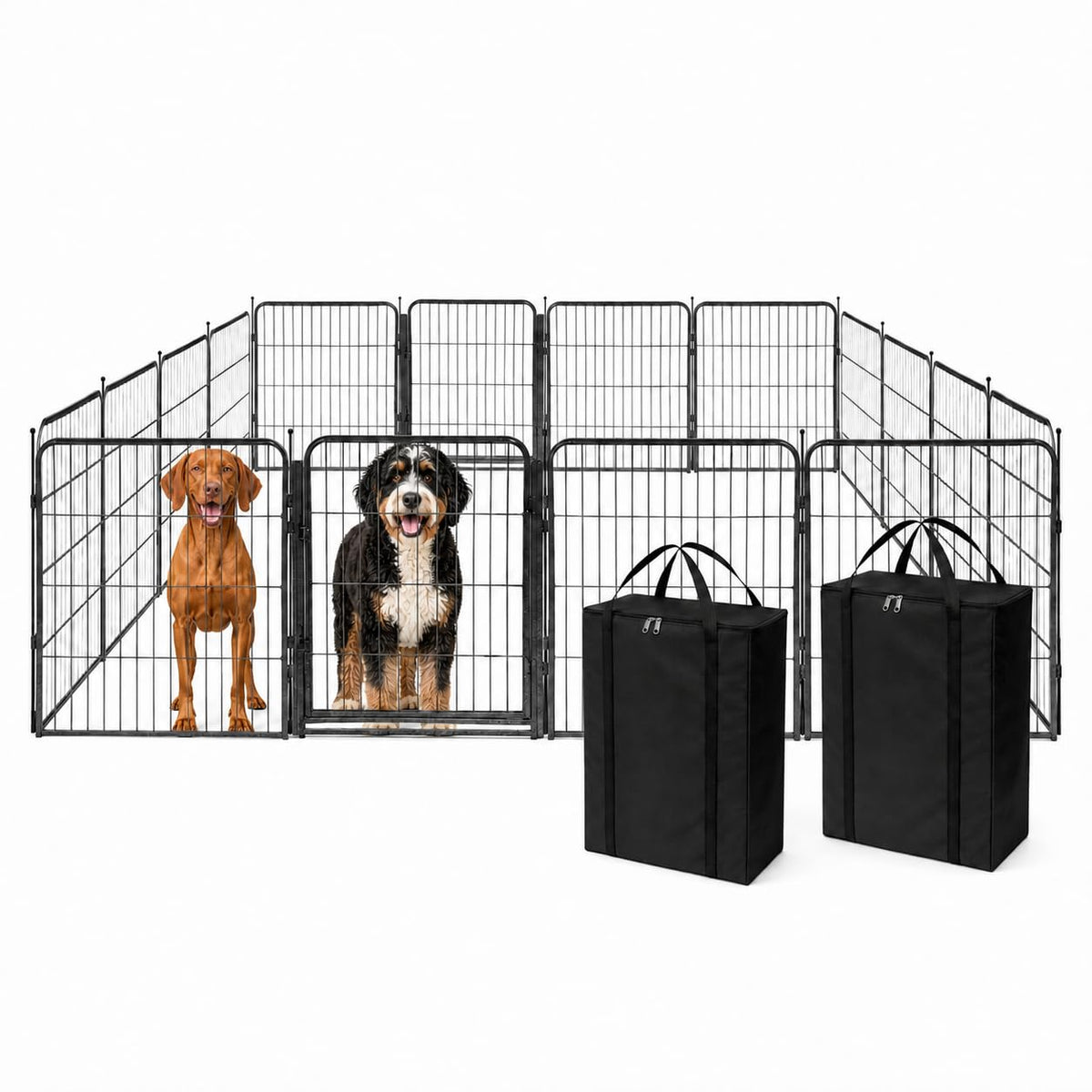32 Inch 16 Panel Black Metal Dog Playpen K24317