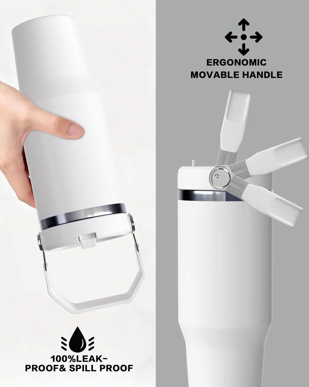 30oz Sublimation Blank Tumbler with Handle and Flip Straw K5403