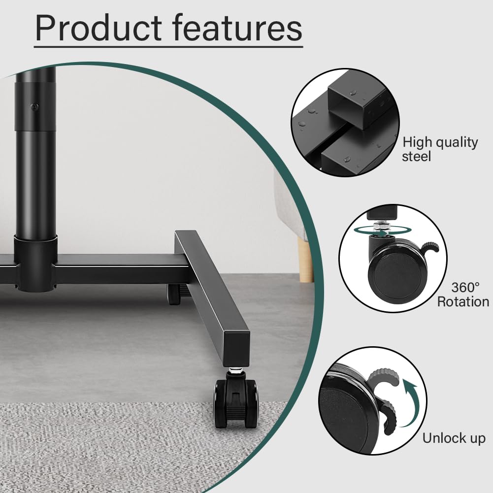 Rolling TV Stand with Wheels for 32-55Inch Screens up to 55lbs Black A518499