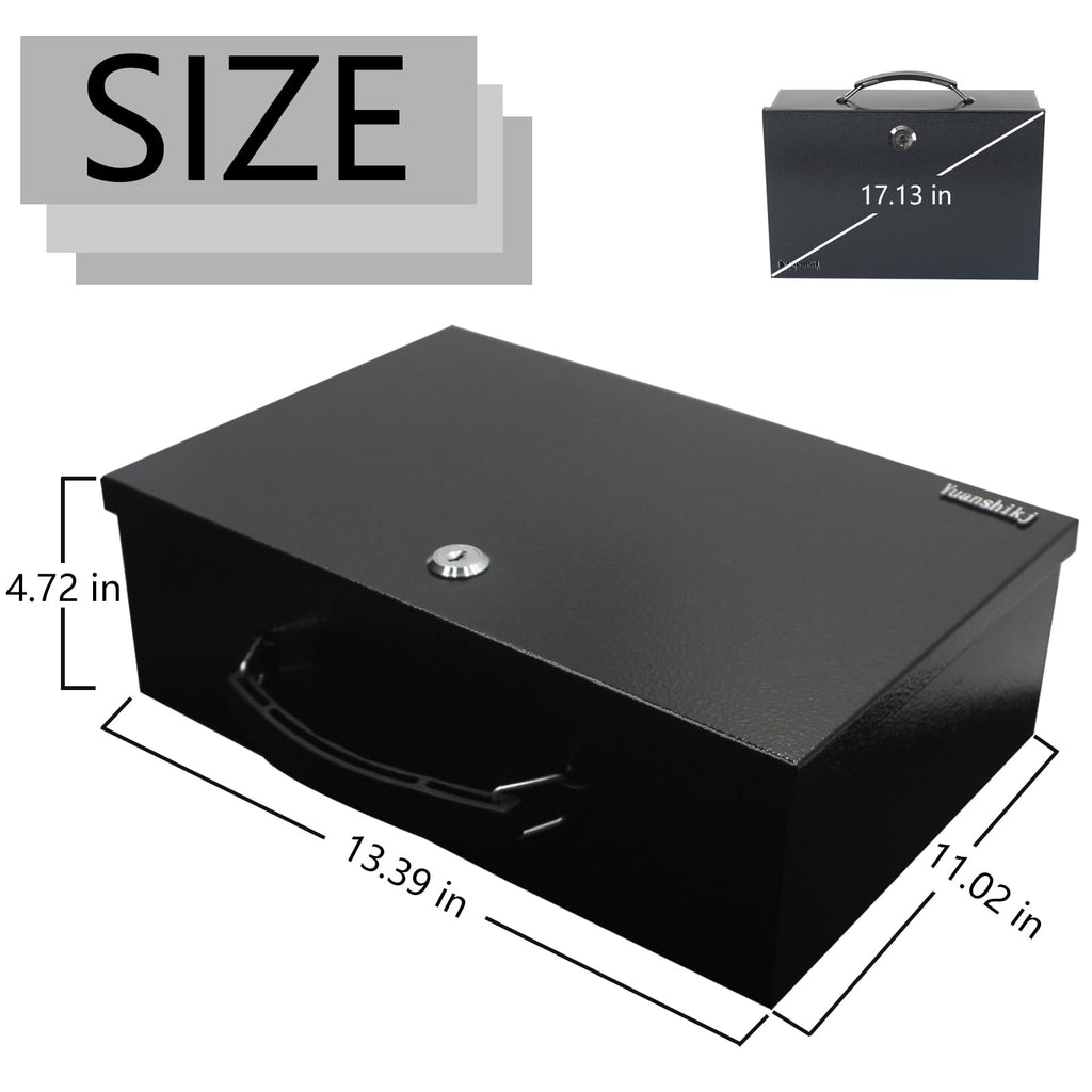 Fireproof Key Lock Steel Security Safe Box, 0.38 Cu Ft, Black A234