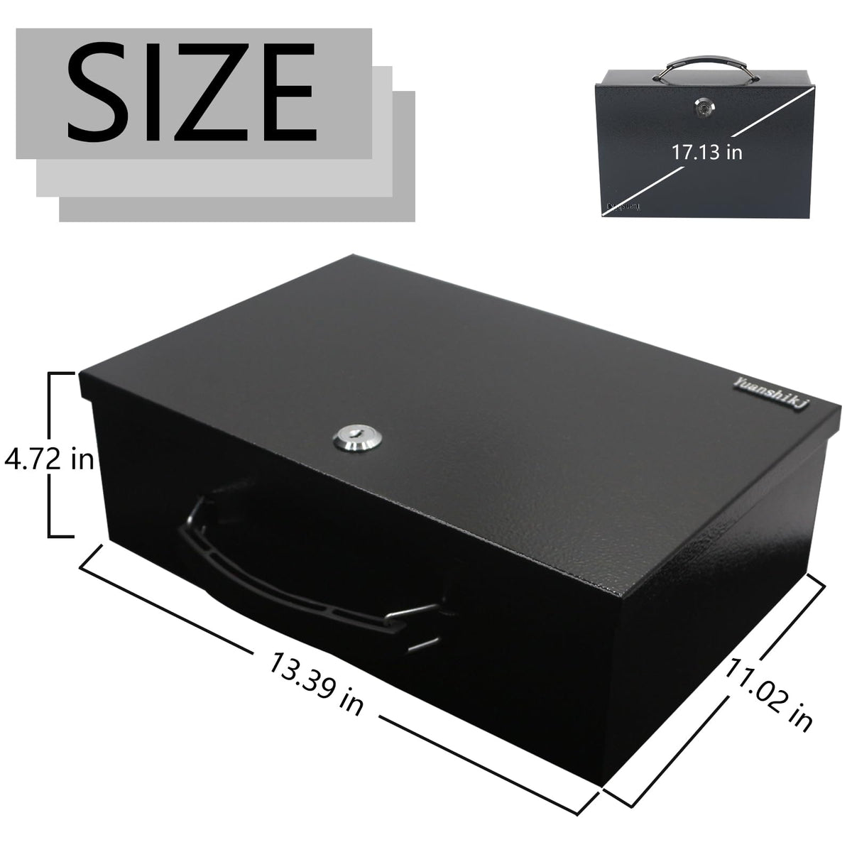 Fireproof Key Lock Steel Security Safe Box, 0.38 Cu Ft, Black A234