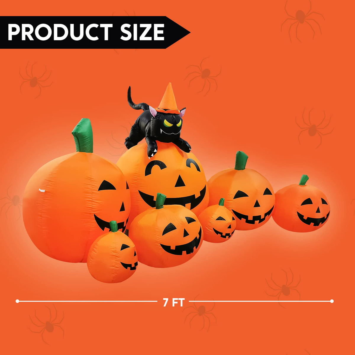 7 FT Long Halloween Inflatables Pumpkin Outdoor Decoration O15476