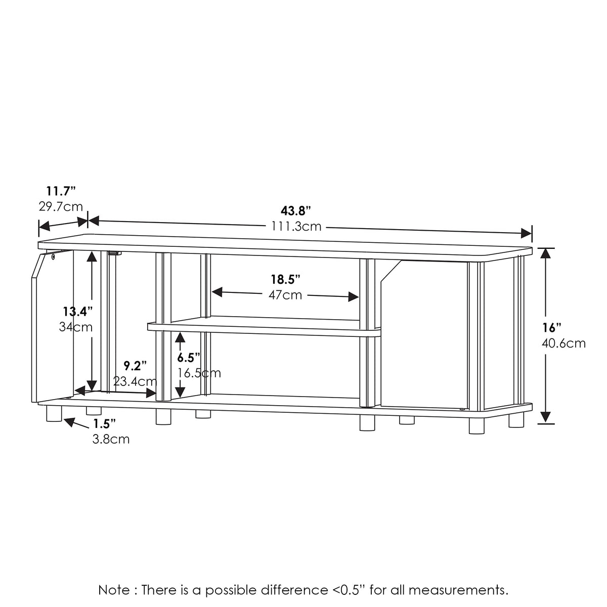 3-Tier Open Shelf TV Stand with Cabinets T86220