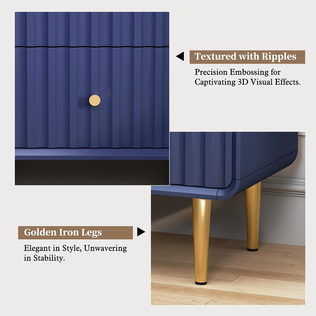 Blue 2 Drawer Wood Nightstand Set of 2 A6711