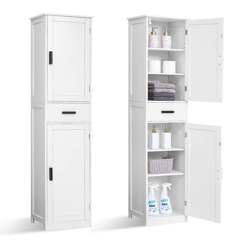 67'' Tall White Storage Cabinet with 4 Shelves & 2 Doors R4208