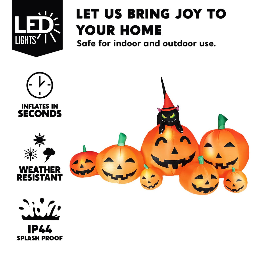 7 FT Long Halloween Inflatables Pumpkin Outdoor Decoration O15476
