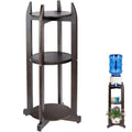 Solid Wood Water Dispenser Floor Stand with 3 Round Shelfs H2822