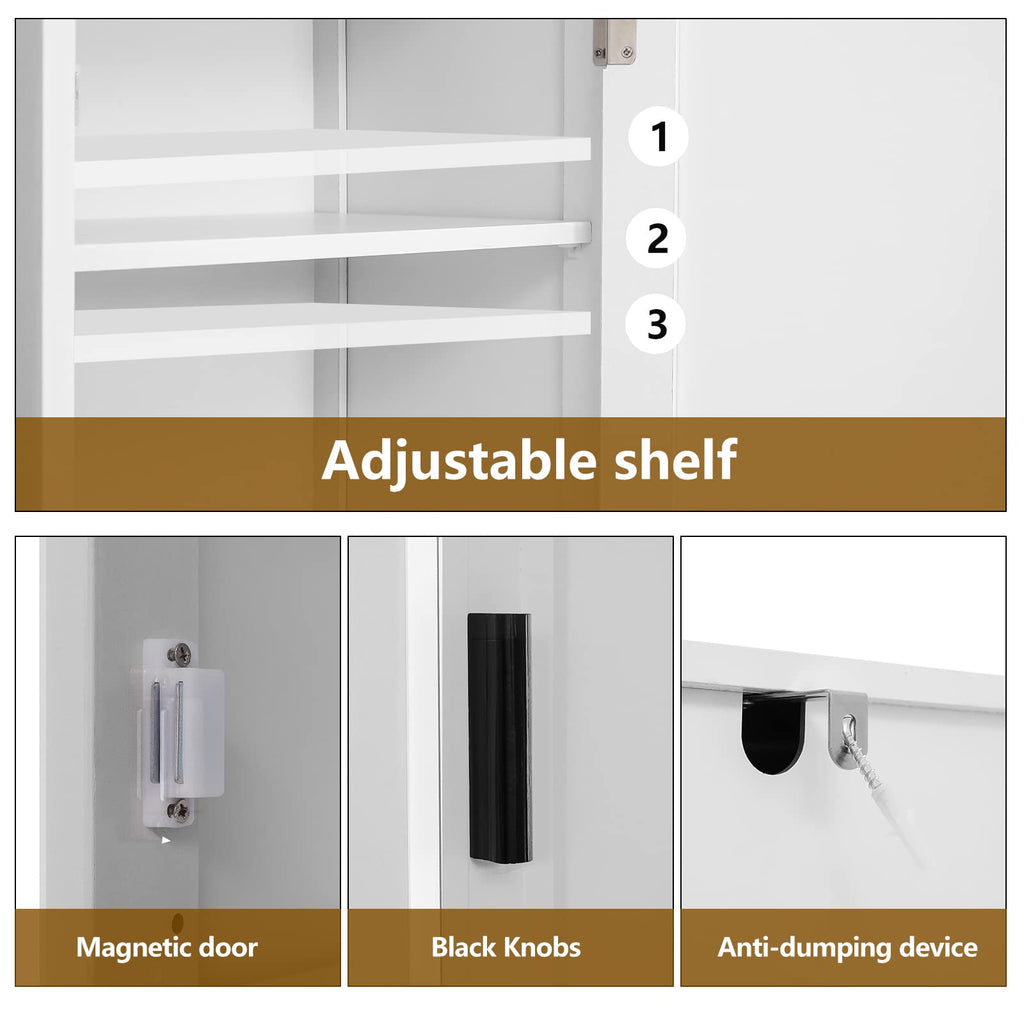 67'' Tall White Storage Cabinet with 4 Shelves & 2 Doors R4208