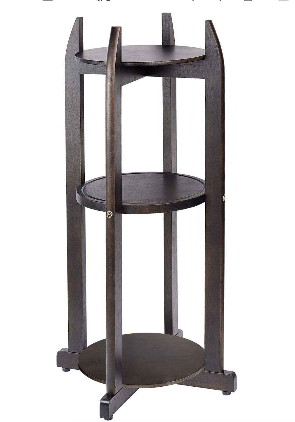 Solid Wood Water Dispenser Floor Stand with 3 Round Shelfs H2822