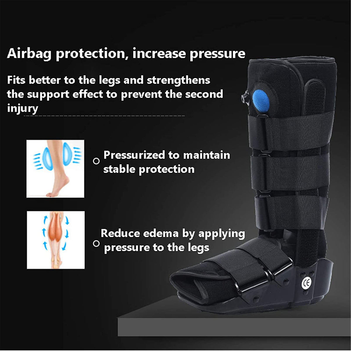 Pneumatic Walking Boot with Air Pump Gray M Z51337