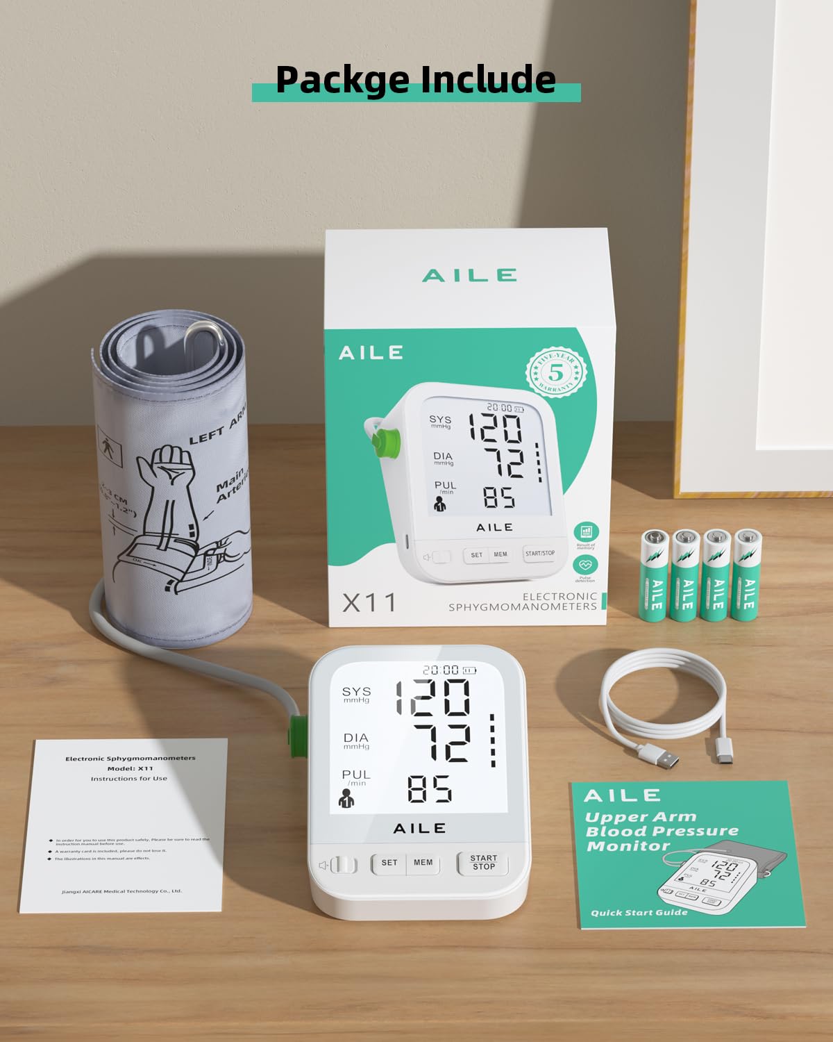 FDA Cleared Blood Pressure Monitor Large LCD Display Q6694