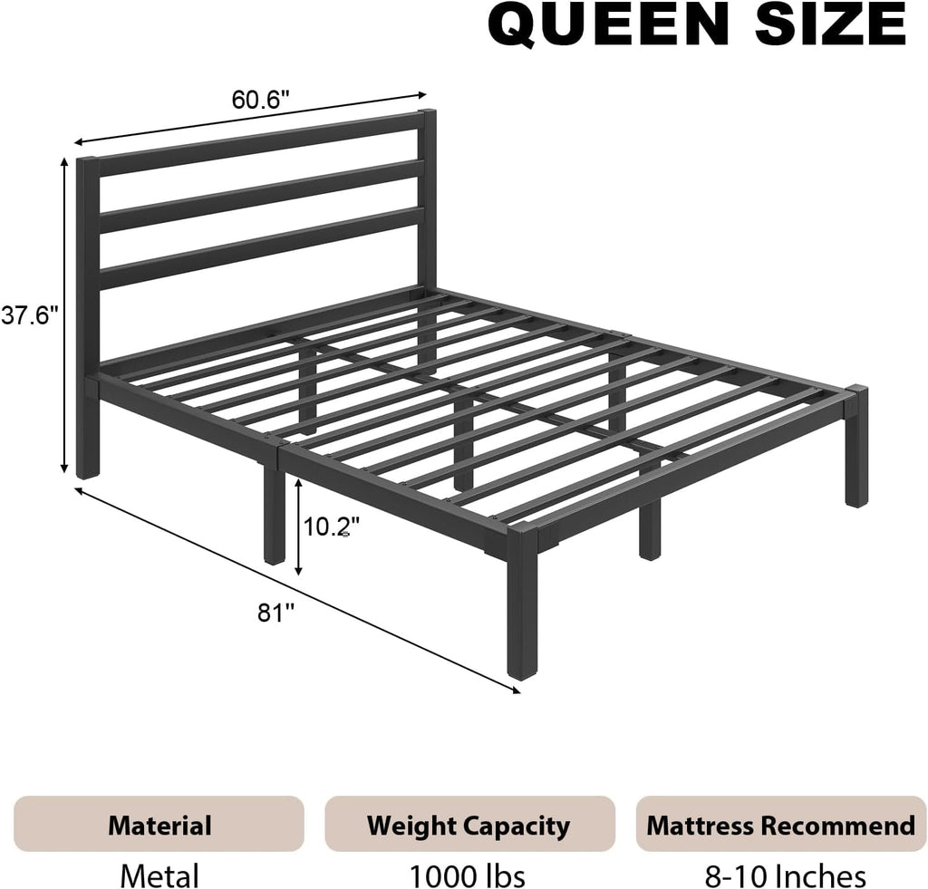 Queen Metal Platform Bed Frame with Headboard L9501