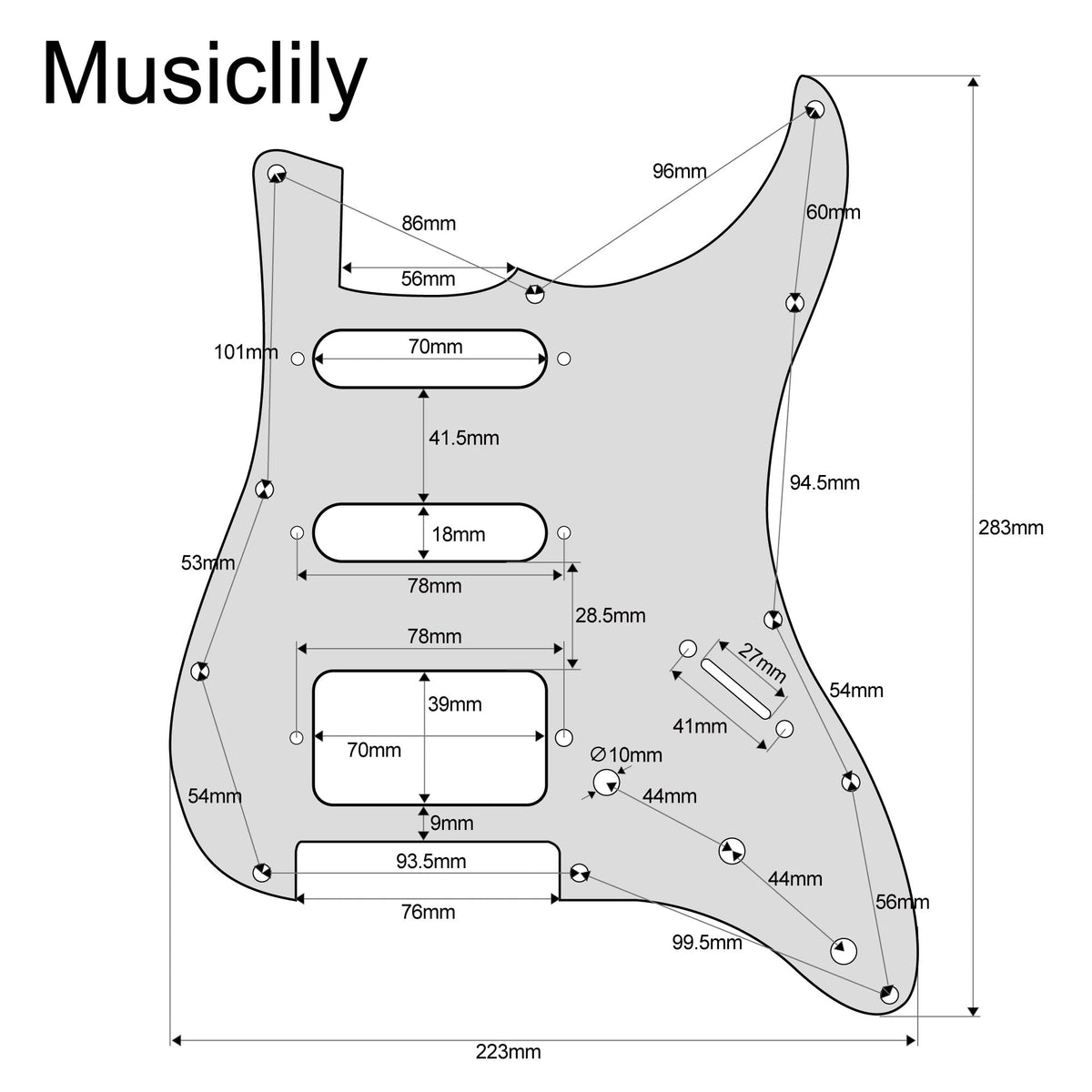 Black Pre-wired HSS Pickguard Set Y790259