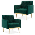 Green Velvet Button Tufted Armchair Set of 2 O78666