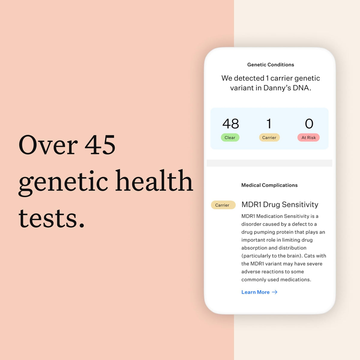 Cat DNA Test Kit, 45 Health Conditions, 1 Pack N951